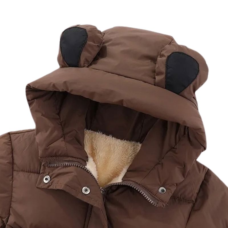 Jaqueta Infantil Peluciada com Capuz de Urso