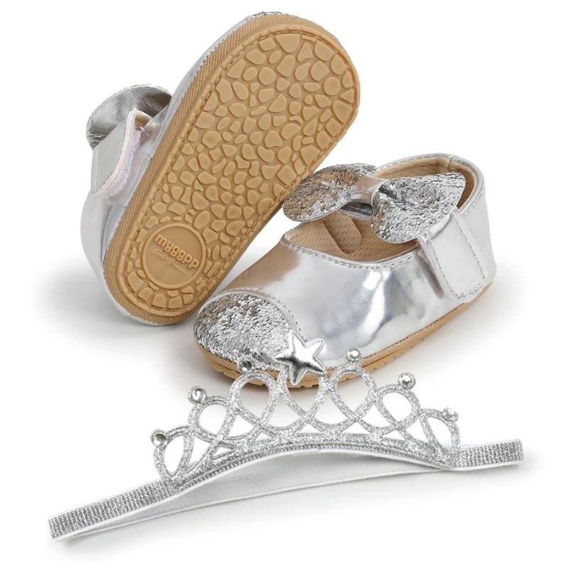Sapatilha Mary Jane + Tiara Recém Nascida