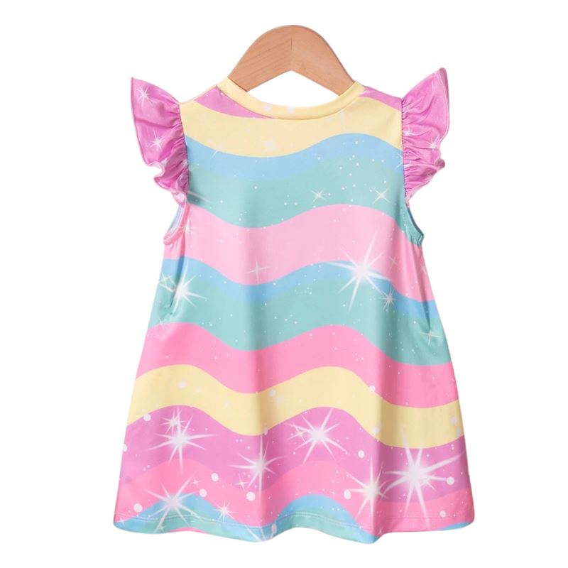 Vestido Infantil Manga Curta Unicórnio