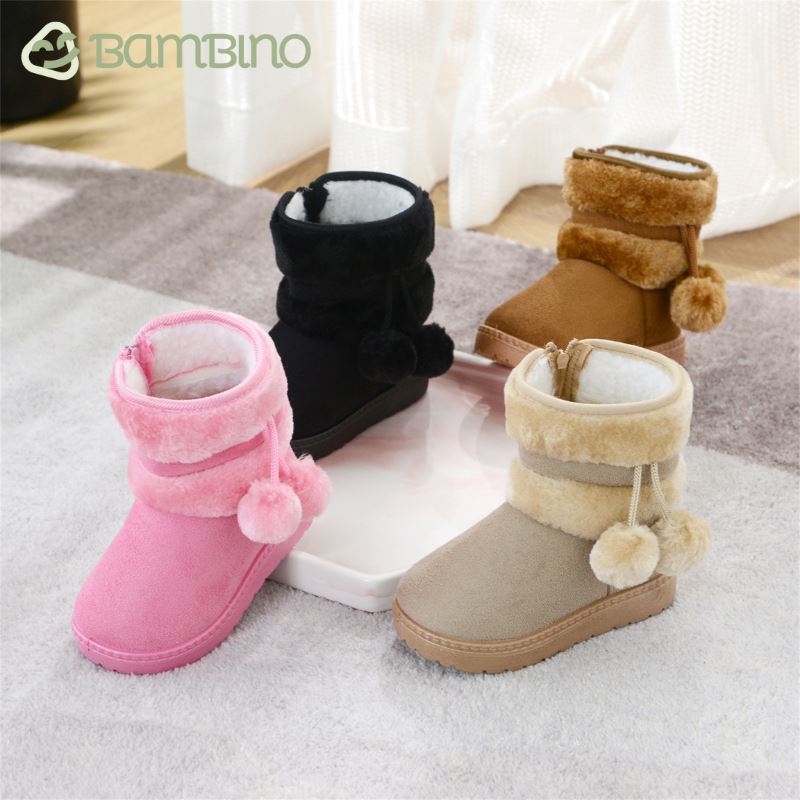Bota Pompom de Inverno Infantil - Pantufinha Revestida de Lã