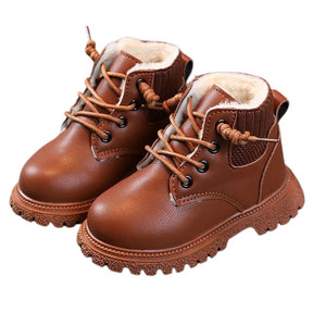Bota Coturno de Couro Infantil Pelúciada