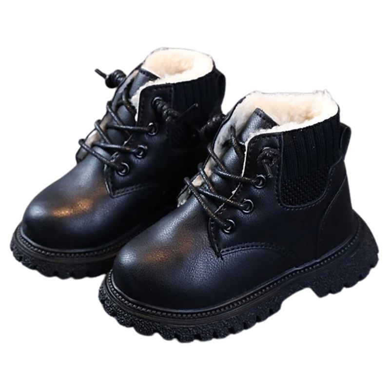 Bota Coturno de Couro Infantil Pelúciada