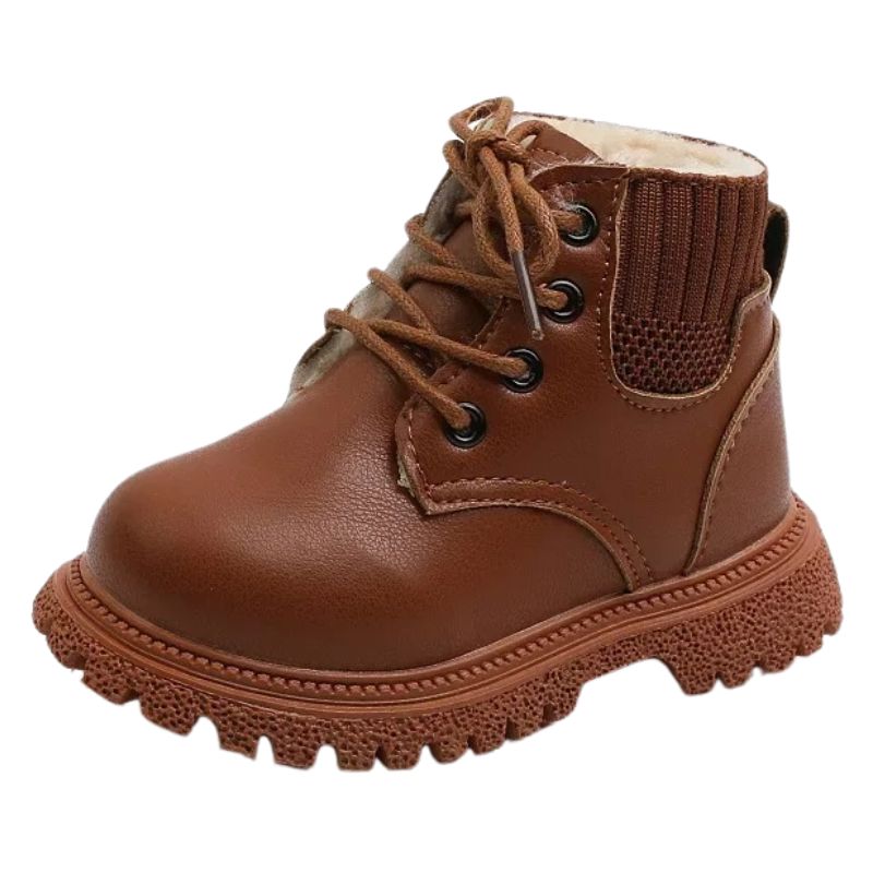 Bota Coturno de Couro Infantil Pelúciada