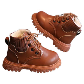 Bota Coturno de Couro Infantil Pelúciada