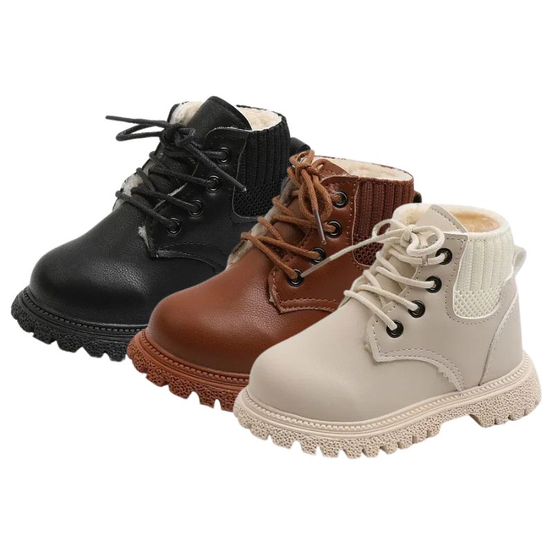 Bota Coturno de Couro Infantil Pelúciada