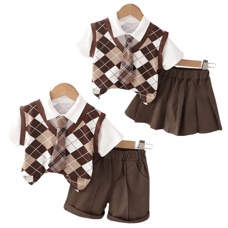 Conjunto Infantil de Verão Menina e Menino High School