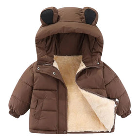 Jaqueta Infantil Peluciada com Capuz de Urso