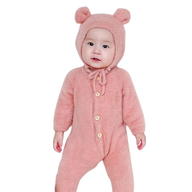 Macacão Infantil com Touca de Ursinho