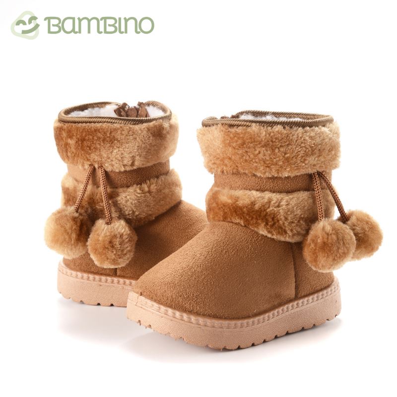 Bota Pompom de Inverno Infantil - Pantufinha Revestida de Lã