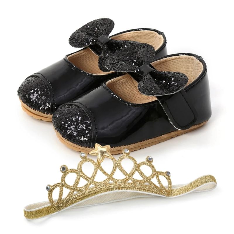 Sapatilha Mary Jane + Tiara Recém Nascida