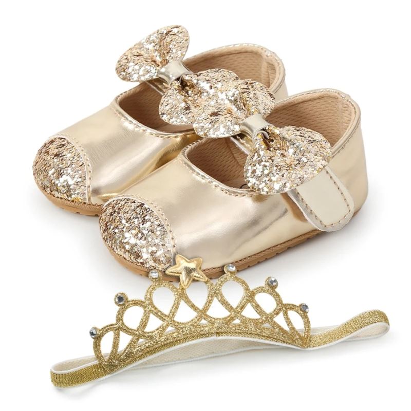 Sapatilha Mary Jane + Tiara Recém Nascida