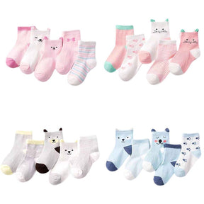 Meias de malha para bebês e crianças com 4 pares inclusos