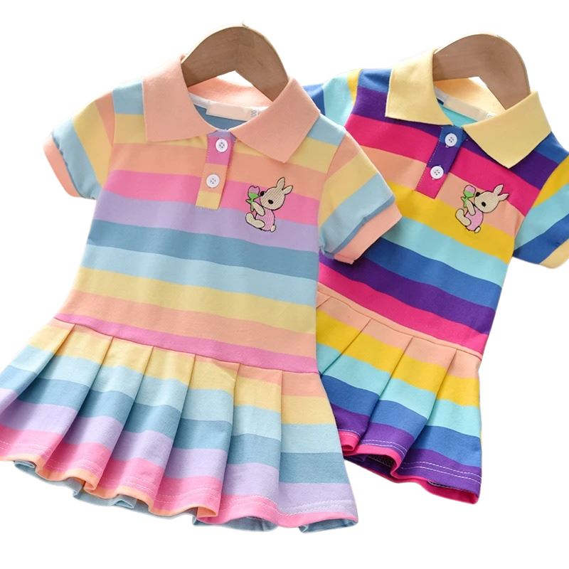 Vestido infantil Verão Arco-íris