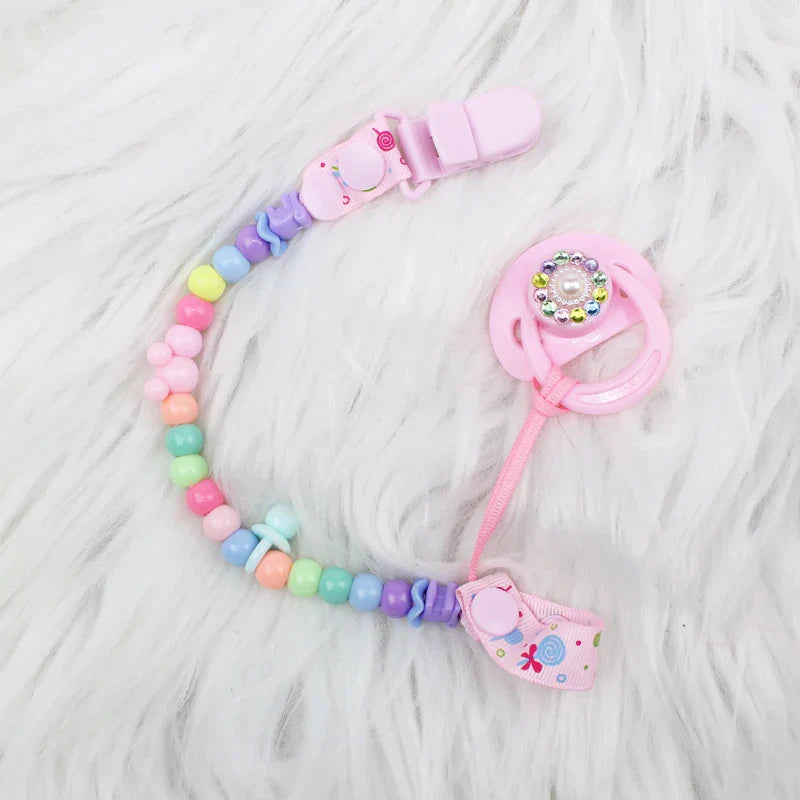 Chupeta Magnética Rosa Arco-íris Bebê Reborn Realista