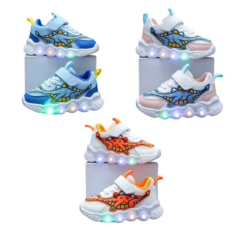 Tênis Dino LED Infantil Bambino