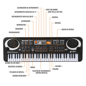 Teclado Elétrico Com Microfone Infantil