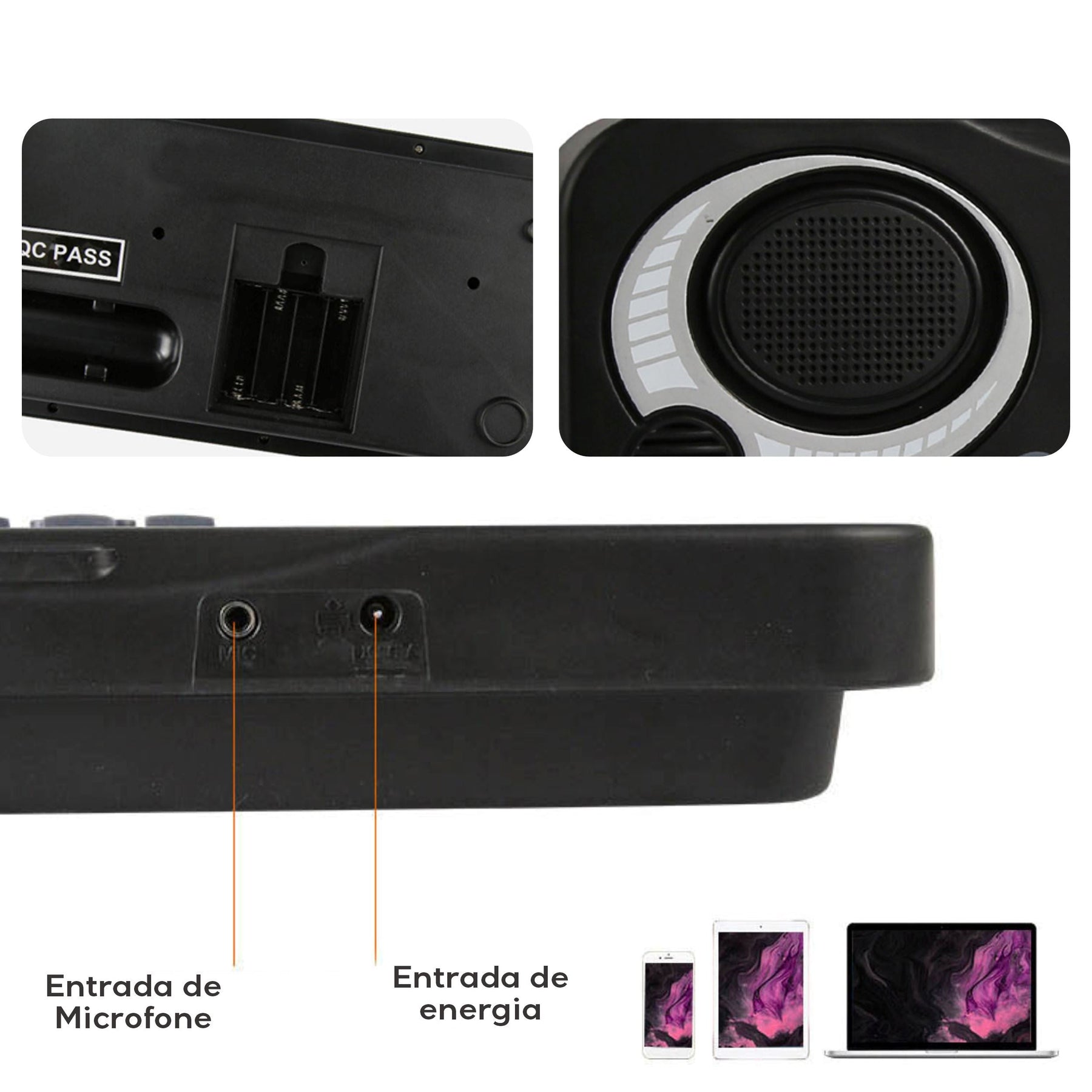 Teclado Elétrico Com Microfone Infantil