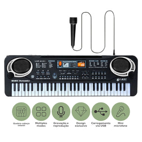 Teclado Elétrico Com Microfone Infantil